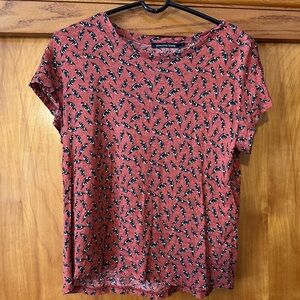 Monoprix Femme 100% Linen Burnt Orange Feather Design Women’s Shirt - From Paris